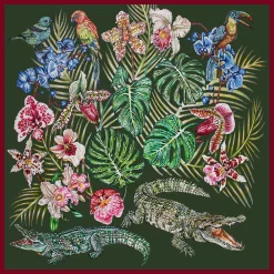 Clearance Foulard by Ginny Litscher, Dark green Jungle design Scarves