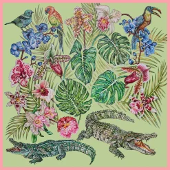 Fashion Foulard by Ginny Litscher, Light green Jungle design Scarves