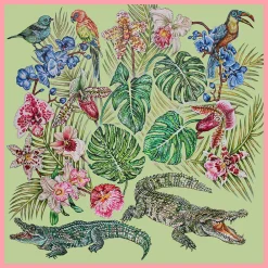 Fashion Foulard by Ginny Litscher, Light green Jungle design Scarves